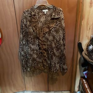 Vintage Leopard print ruffle blouse